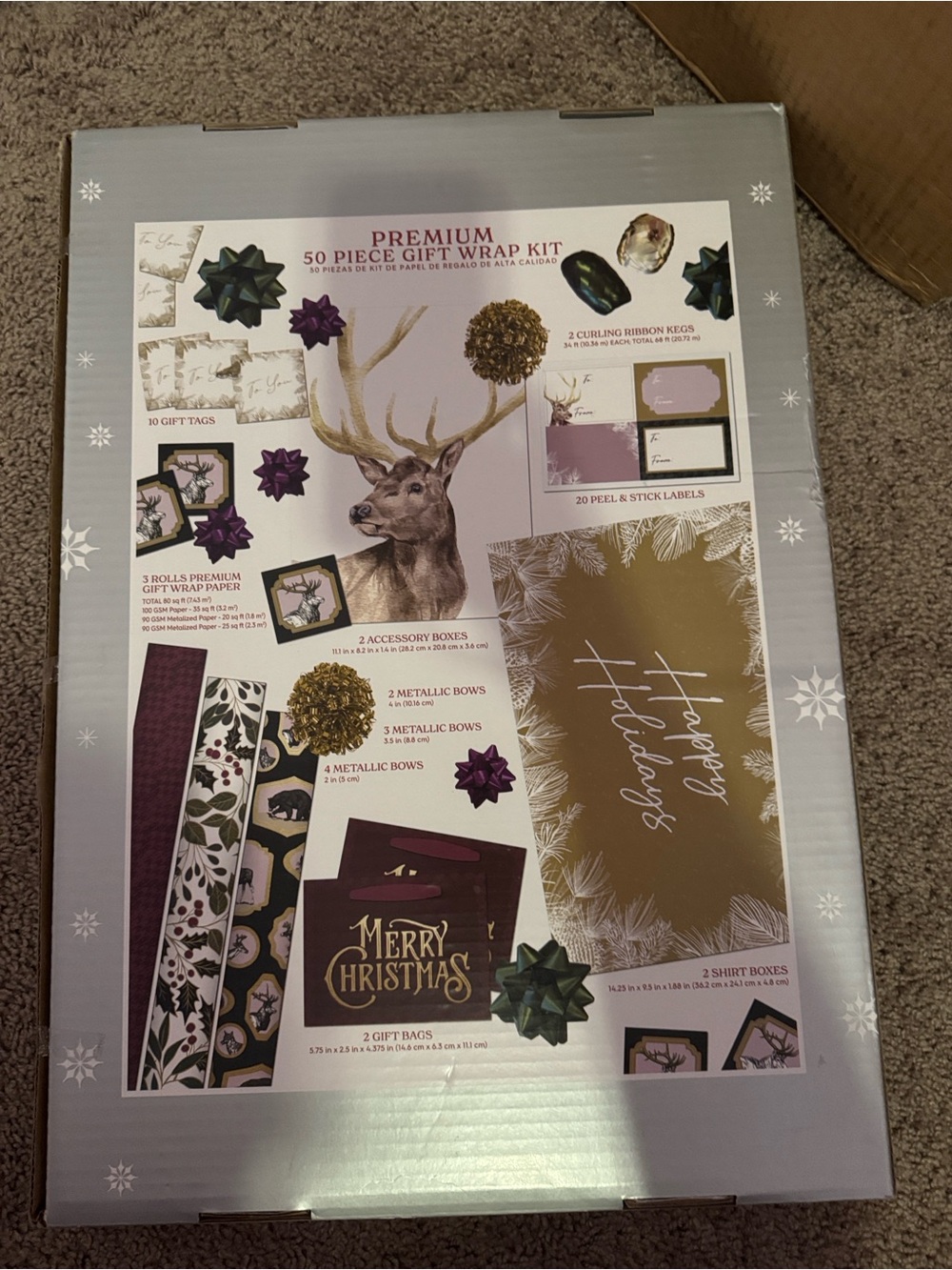 50-Piece Gift Wrap Kit - Green, Gold, Purple
